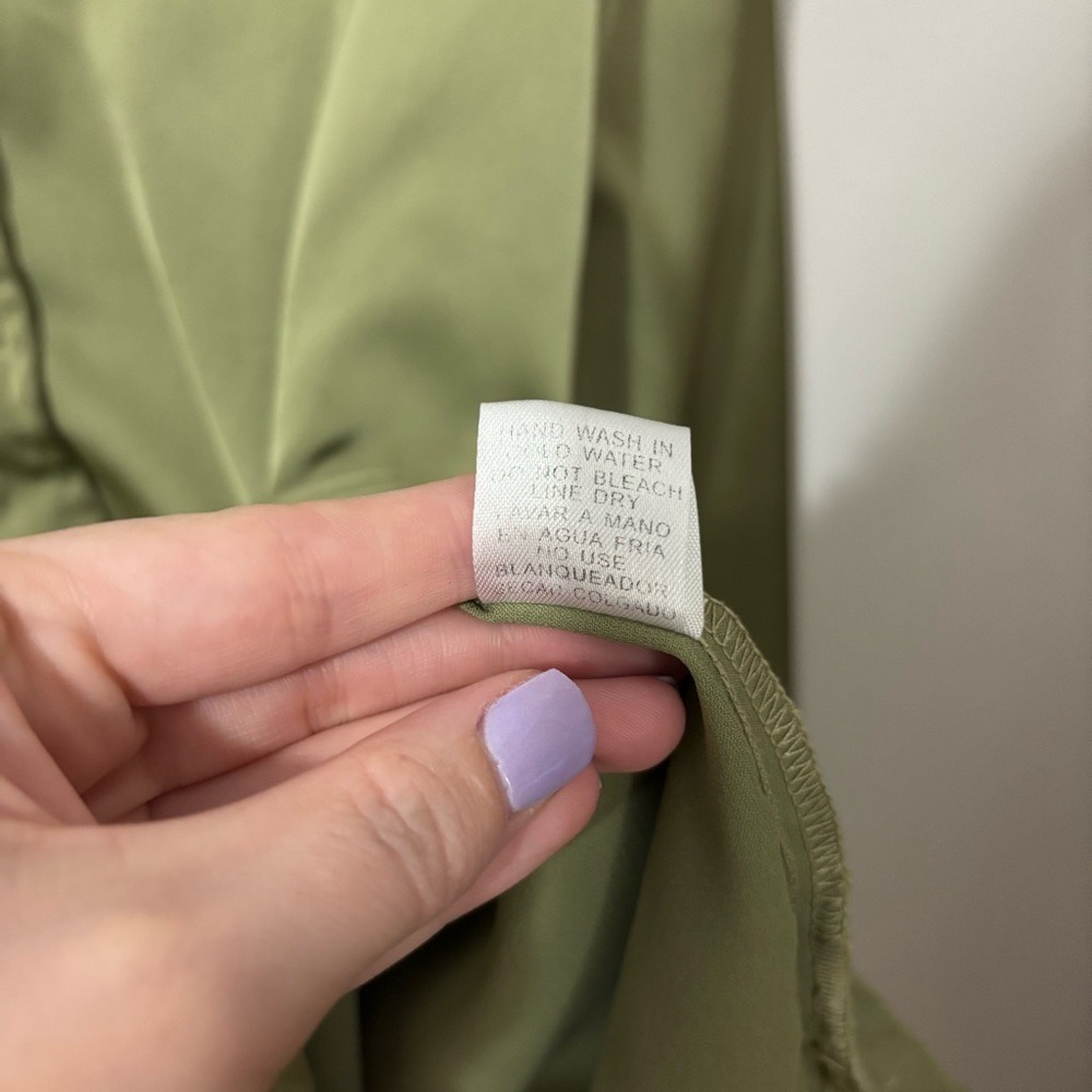 Entro Green Relaxed Satiny Long Sleeve Button Down - Picture 7 of 7